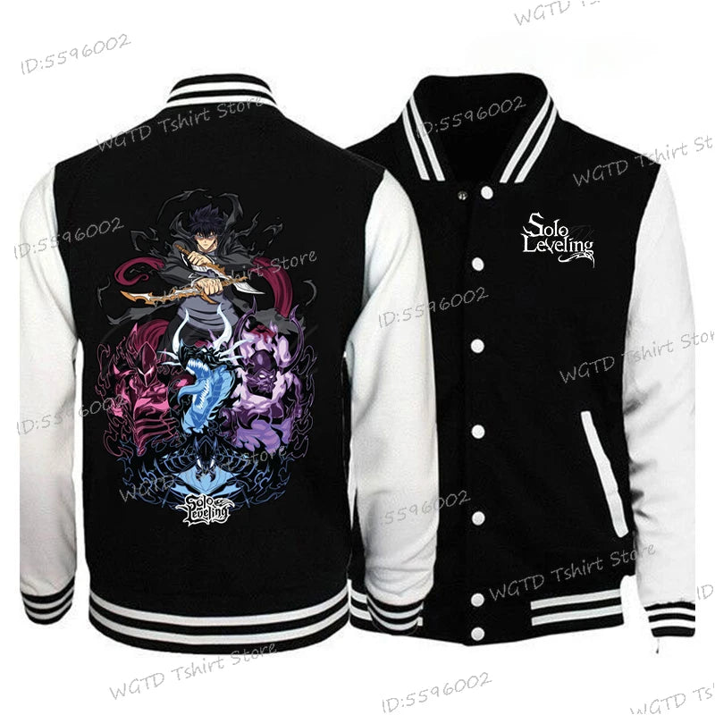 Solo Leveling Graphic Jackets, Button Baseball Uniform Unisex Sportswear Coats