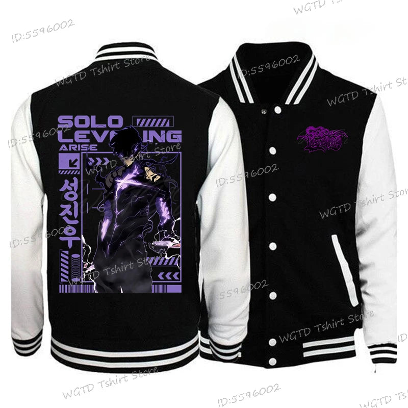 Solo Leveling Graphic Jackets, Button Baseball Uniform Unisex Sportswear Coats