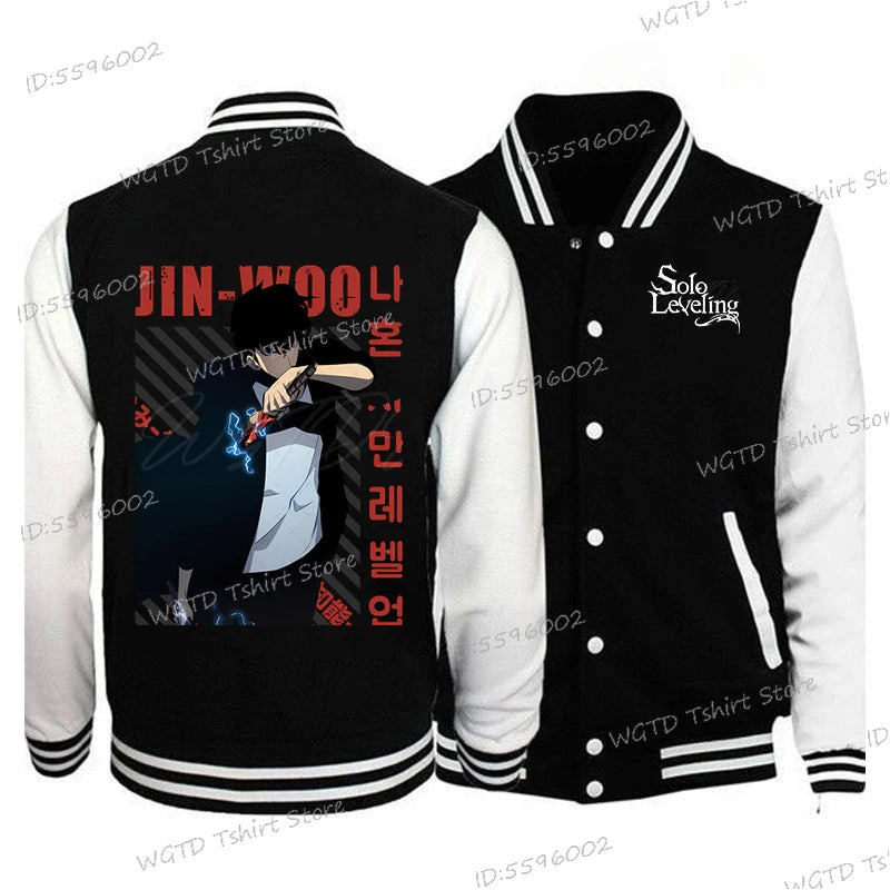 Solo Leveling Graphic Jackets, Button Baseball Uniform Unisex Sportswear Coats