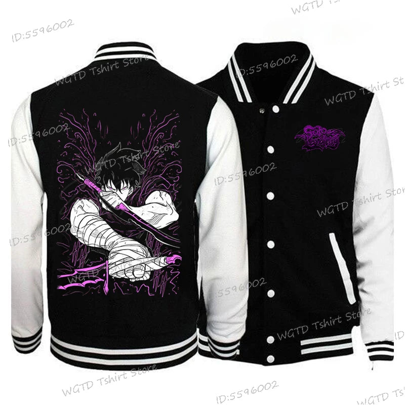 Solo Leveling Graphic Jackets, Button Baseball Uniform Unisex Sportswear Coats