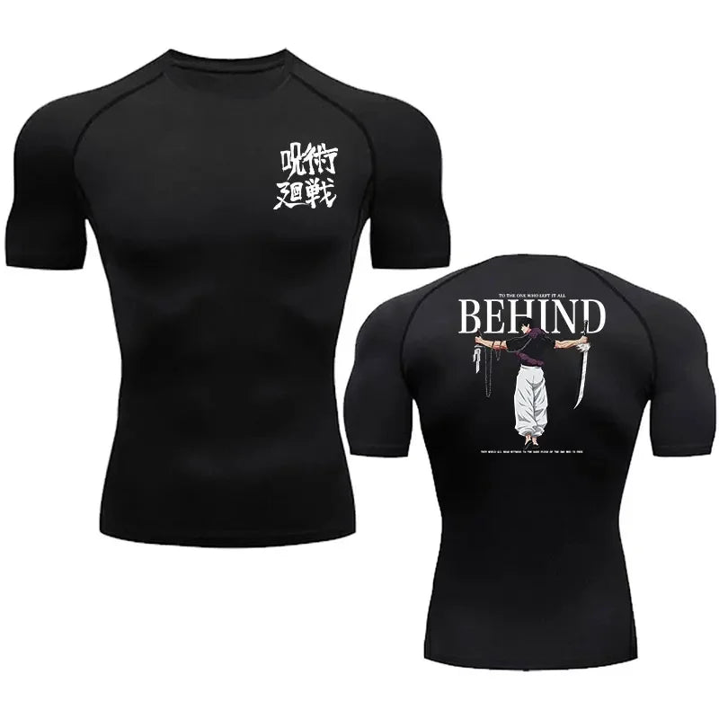 Anime Jujutsu Kaisen Compression T Shirt Men 3D Print Sukuna Breathable Football Fitness Tight Sportswear Quick Dry Riding Tops