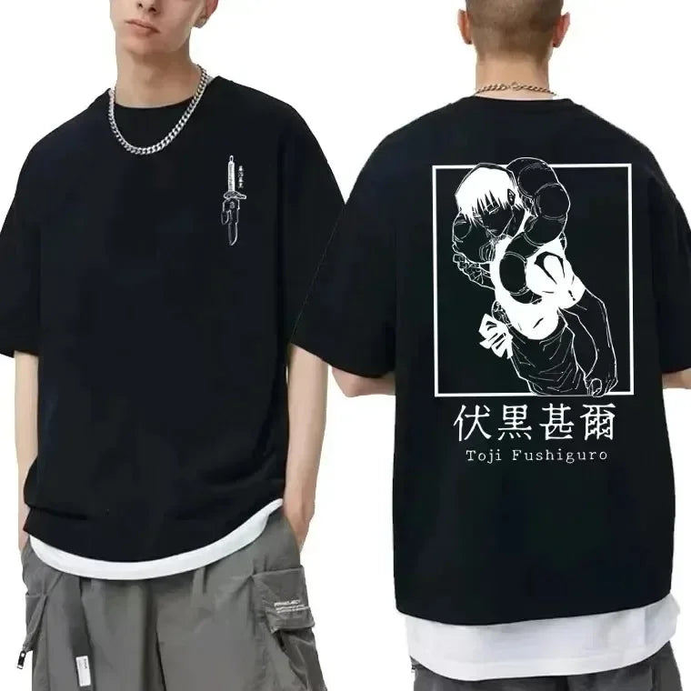 Japanese Anime Jujutsu Kaisen Fushiguro Toji Graphic T-shirt Men Women Fashion Oversized T Shirts Male Manga Fashion Cotton Top