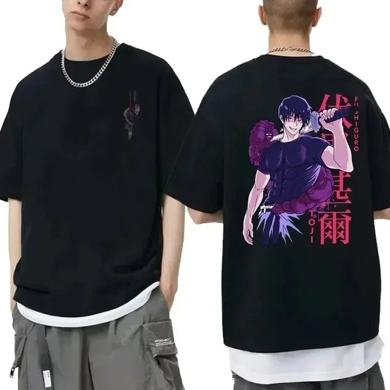 Japanese Anime Jujutsu Kaisen Fushiguro Toji Graphic T-shirt Men Women Fashion Oversized T Shirts Male Manga Fashion Cotton Top