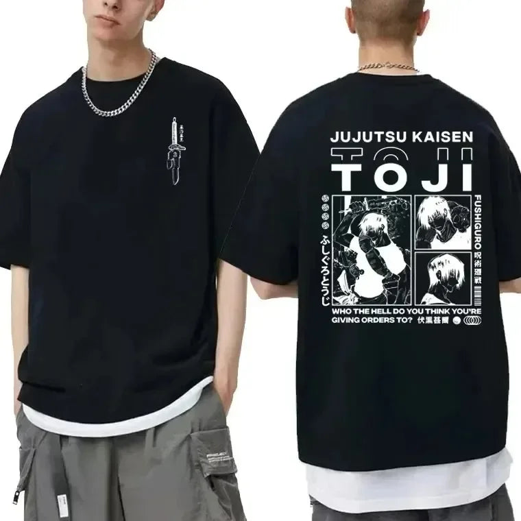 Japanese Anime Jujutsu Kaisen Fushiguro Toji Graphic T-shirt Men Women Fashion Oversized T Shirts Male Manga Fashion Cotton Top